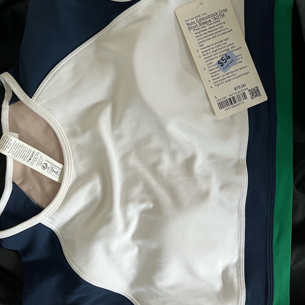 lululemon athletica Blue, White, and Green Crop Top